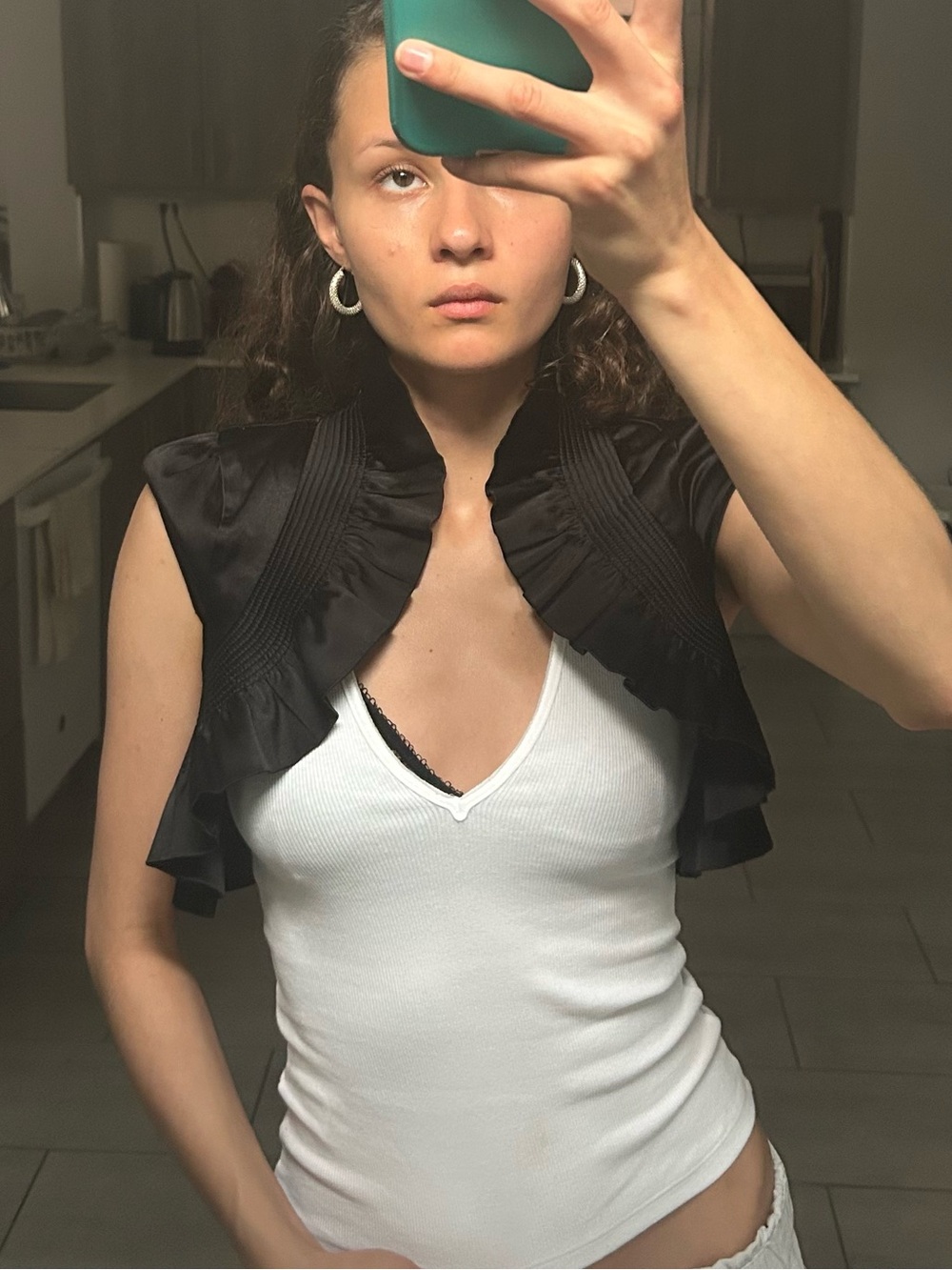 Black Ruffled Cropped Bolero